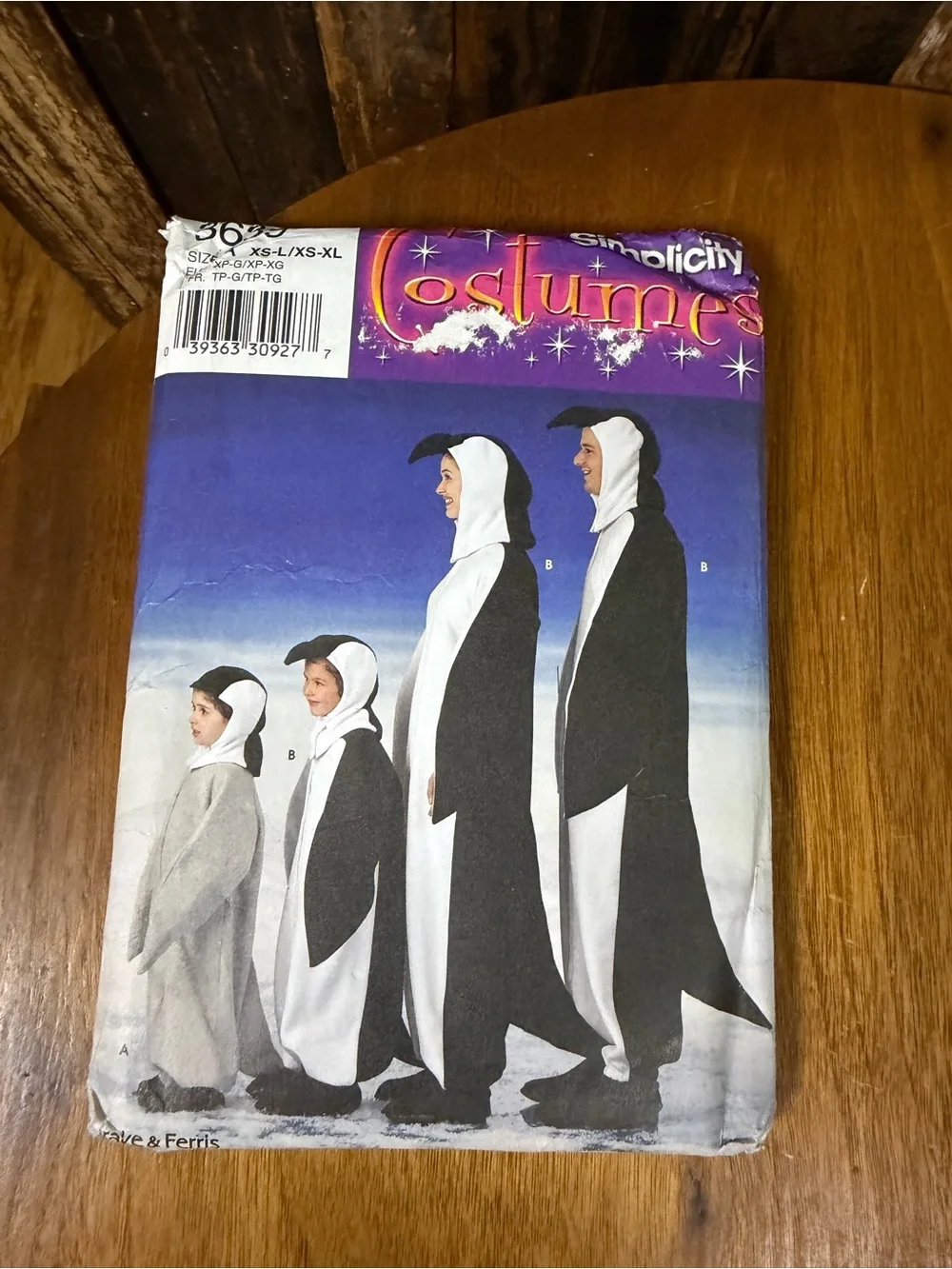 Lot of 3 Simplicity Kids Costume Patterns penguin poodle skirt chef cowboy